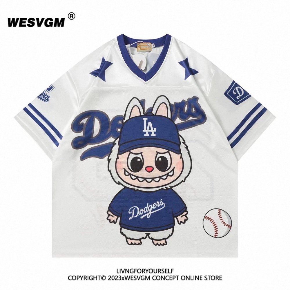 White and Blue Dodgers Short Sleeve Tee